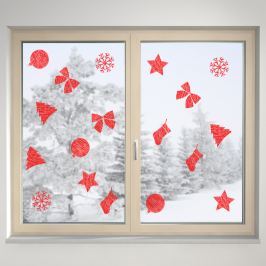 Housedecor Samolepka na sklo Červené dekorácie