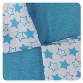 XKKO Bambusové obrúsky 30x30 Little Stars Cyan MIX (9ks)