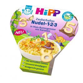 HiPP BIO Cestoviny 123 s kukuricou, zeleninou a mrkvou, 250g