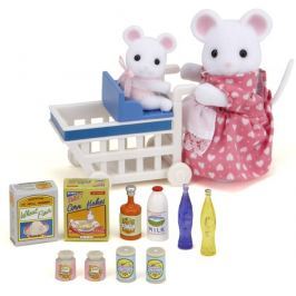 Sylvanian Families Mamka myška s nákupným vozíkom a myšička
