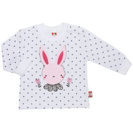 2be3 Dievčenské tričko RABBIT s bodkami - biele