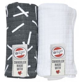 Lodger Swaddler Sprinkle Print 2balení, Carbon / White