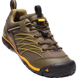Keen Chlapčenské outdoorové tenisky Chandler CNX Jr, dark olive / Citrus - hnedé