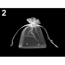 Darčekové vrecúško 9x11 cm organza s flitrami biela 250ks Stoklasa