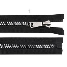 Zips kostený so strieborno-čiernymi zúbkami šírka 8 mm dĺžka 60 cm čierna 1ks Stoklasa