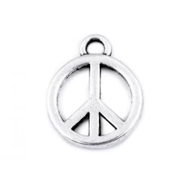 Prívesok peace Ø12 mm platina 5ks Stoklasa