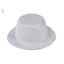 Mini klobúčik / fascinátor s lurexom na dozdobenie Ø13,5 cm strieborná 1ks Stoklasa