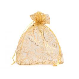 Darčekové vrecúško 13,5x17,0 cm organza s ornamentami zlatá 10ks Stoklasa