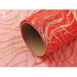 Organza s glitrami šírka 36 cm vlnky červená 81m Stoklasa