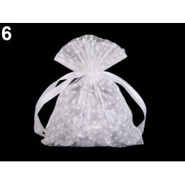 Darčekové vrecúško 10x13 cm organza s bodkami biela 10ks Stoklasa