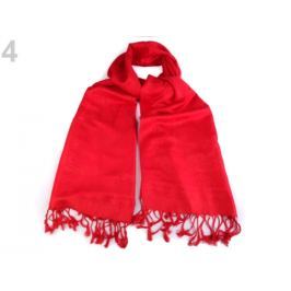 Šál typu pashmina jednofarebný so strapcami červená 10ks Stoklasa